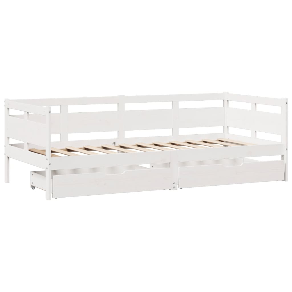 Sofá-cama c/ gavetas 90x200cm madeira de pinho maciça branco