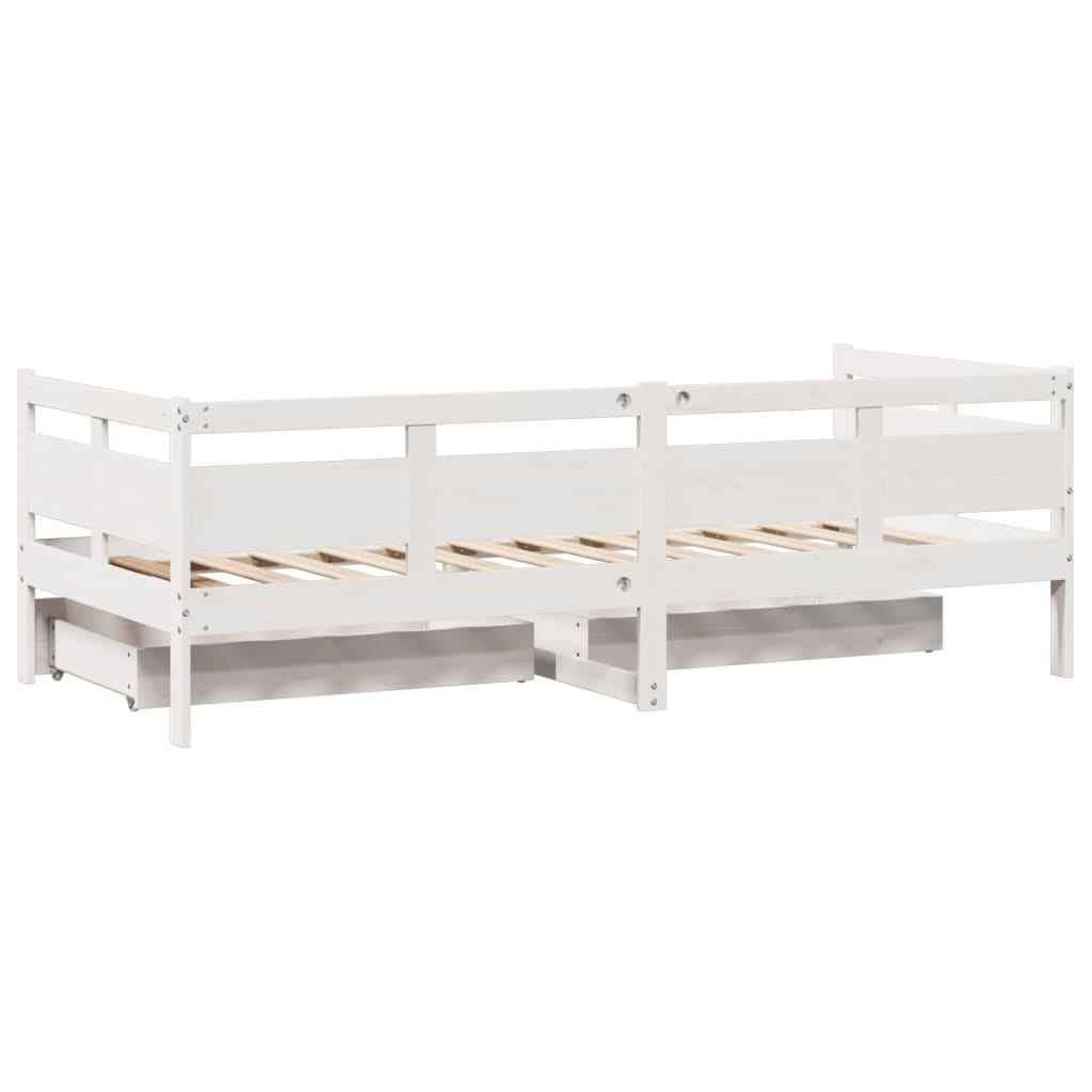 Sofá-cama c/ gavetas 90x200cm madeira de pinho maciça branco