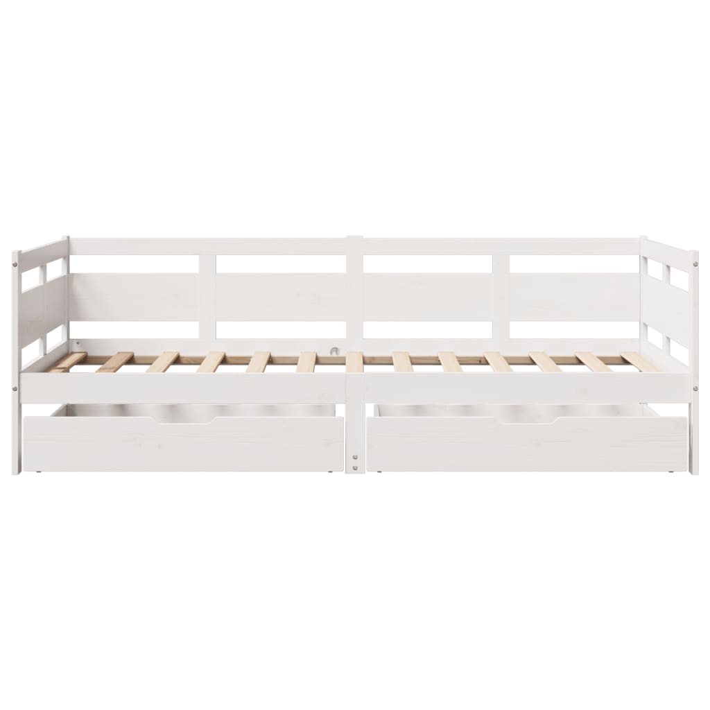 Sofá-cama c/ gavetas 90x190 cm madeira de pinho maciça branco