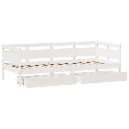 Sofá-cama c/ gavetas 90x190 cm madeira de pinho maciça branco