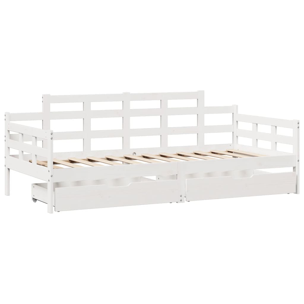 Sofá-cama c/ gavetas 90x200cm madeira de pinho maciça branco