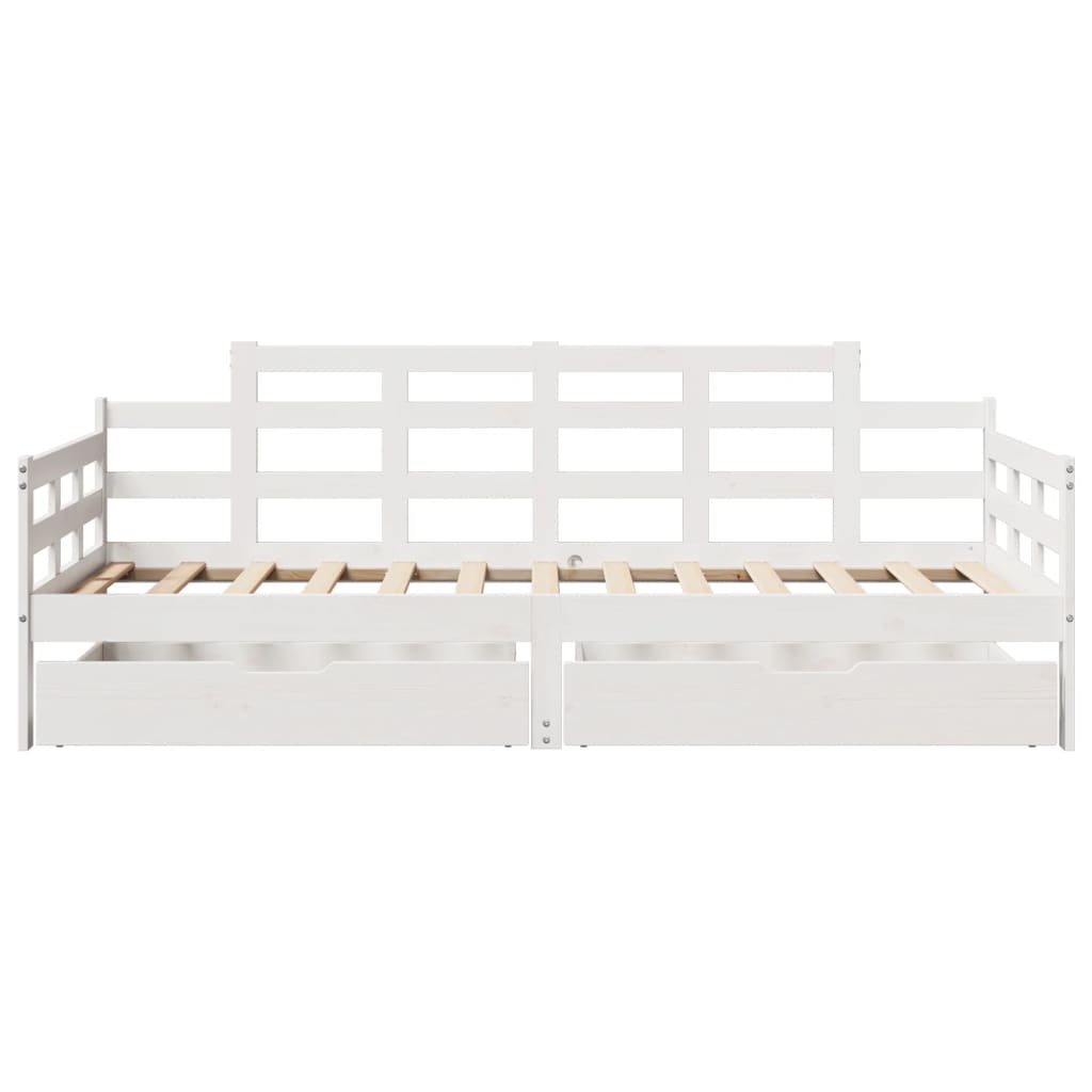 Sofá-cama c/ gavetas 90x200cm madeira de pinho maciça branco