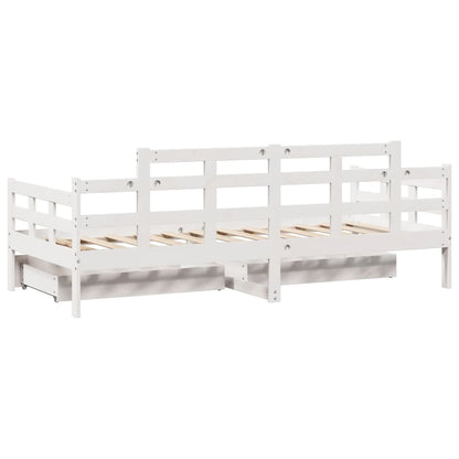 Sofá-cama c/ gavetas 90x200cm madeira de pinho maciça branco