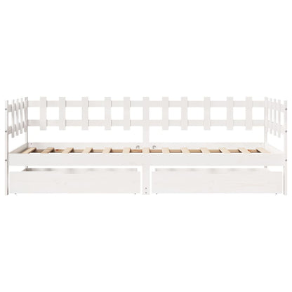 Sofá-cama c/ gavetas 90x190 cm madeira de pinho maciça branco