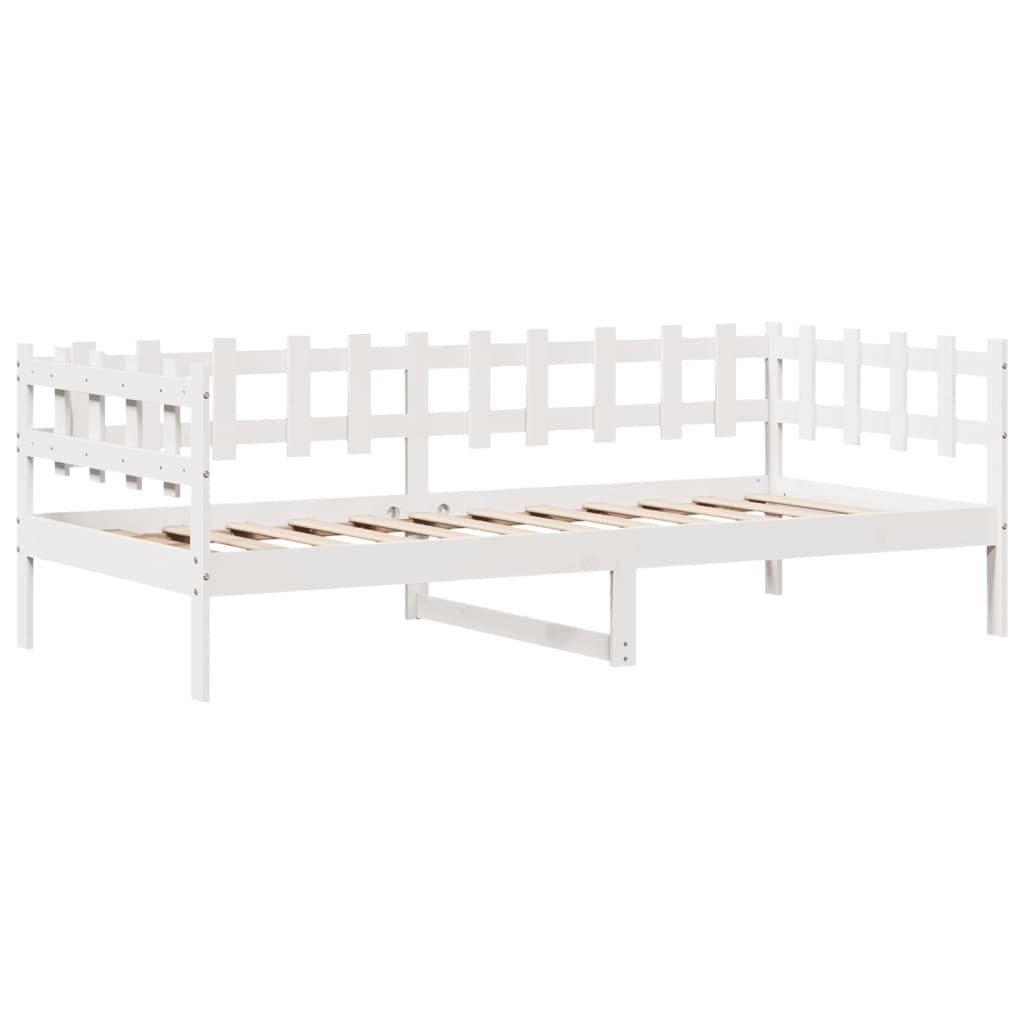 Sofá-cama c/ gavetas 90x190 cm madeira de pinho maciça branco