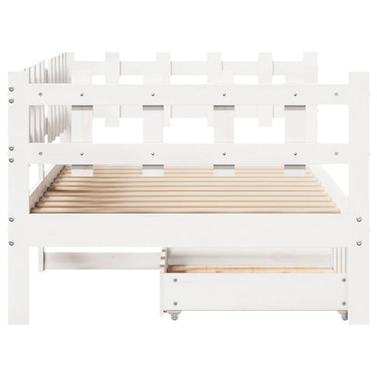 Sofá-cama c/ gavetas 90x190 cm madeira de pinho maciça branco