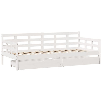 Sofá-cama c/ gavetas 90x200cm madeira de pinho maciça branco