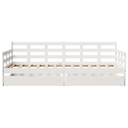 Sofá-cama c/ gavetas 90x200cm madeira de pinho maciça branco