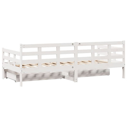 Sofá-cama c/ gavetas 90x200cm madeira de pinho maciça branco