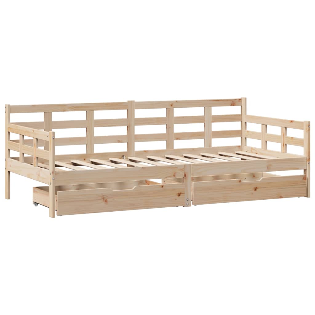 Sofá-cama com gavetas 90x190 cm madeira de pinho maciça