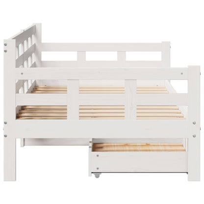 Sofá-cama c/ gavetas 90x190 cm madeira de pinho maciça branco