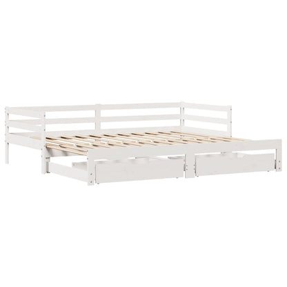 Sofá-cama com gavetão e gavetas sem colchão 90x190 cm branco