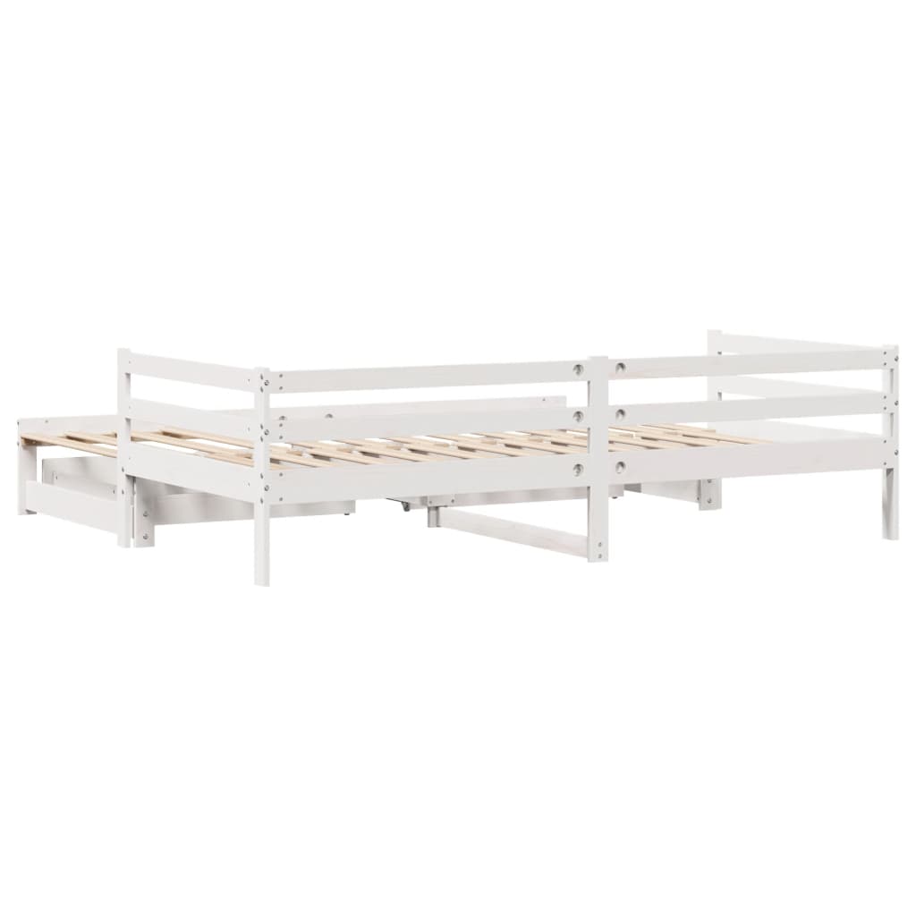 Sofá-cama com gavetão e gavetas sem colchão 90x190 cm branco