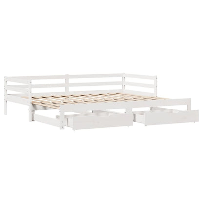 Sofá-cama com gavetão e gavetas sem colchão 90x190 cm branco