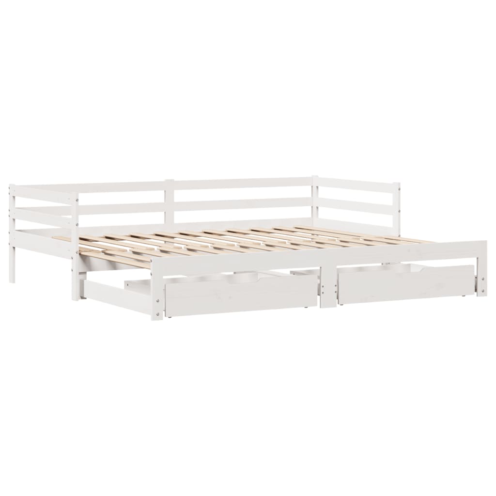 Sofá-cama com gavetão e gavetas sem colchão 90x200 cm branco