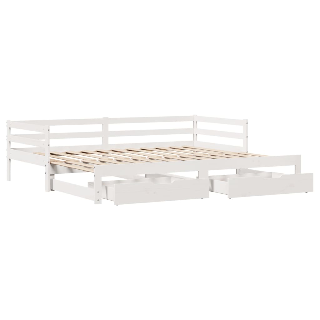 Sofá-cama com gavetão e gavetas sem colchão 90x200 cm branco