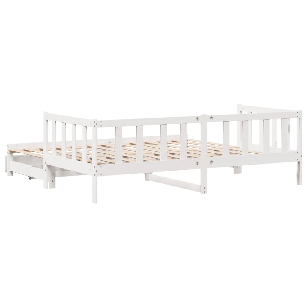 Sofá-cama c/ gavetão e gavetas branco 90x200cm madeira de pinho