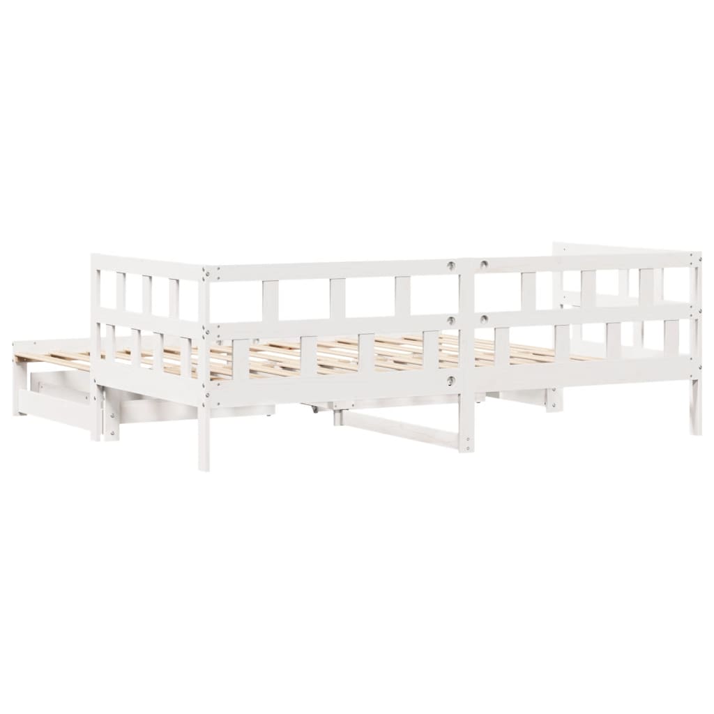 Sofá-cama c/ gavetão e gavetas branco 90x200cm madeira de pinho