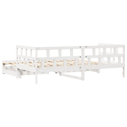 Sofá-cama c/ gavetão e gavetas branco 80x200cm madeira de pinho