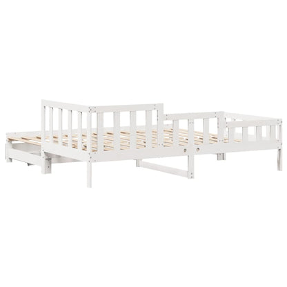 Sofá-cama c/ gavetão e gavetas branco 90x190cm madeira de pinho