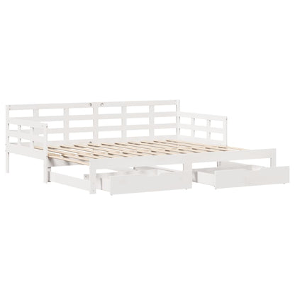 Sofá-cama c/ gavetão e gavetas branco 90x190cm madeira de pinho