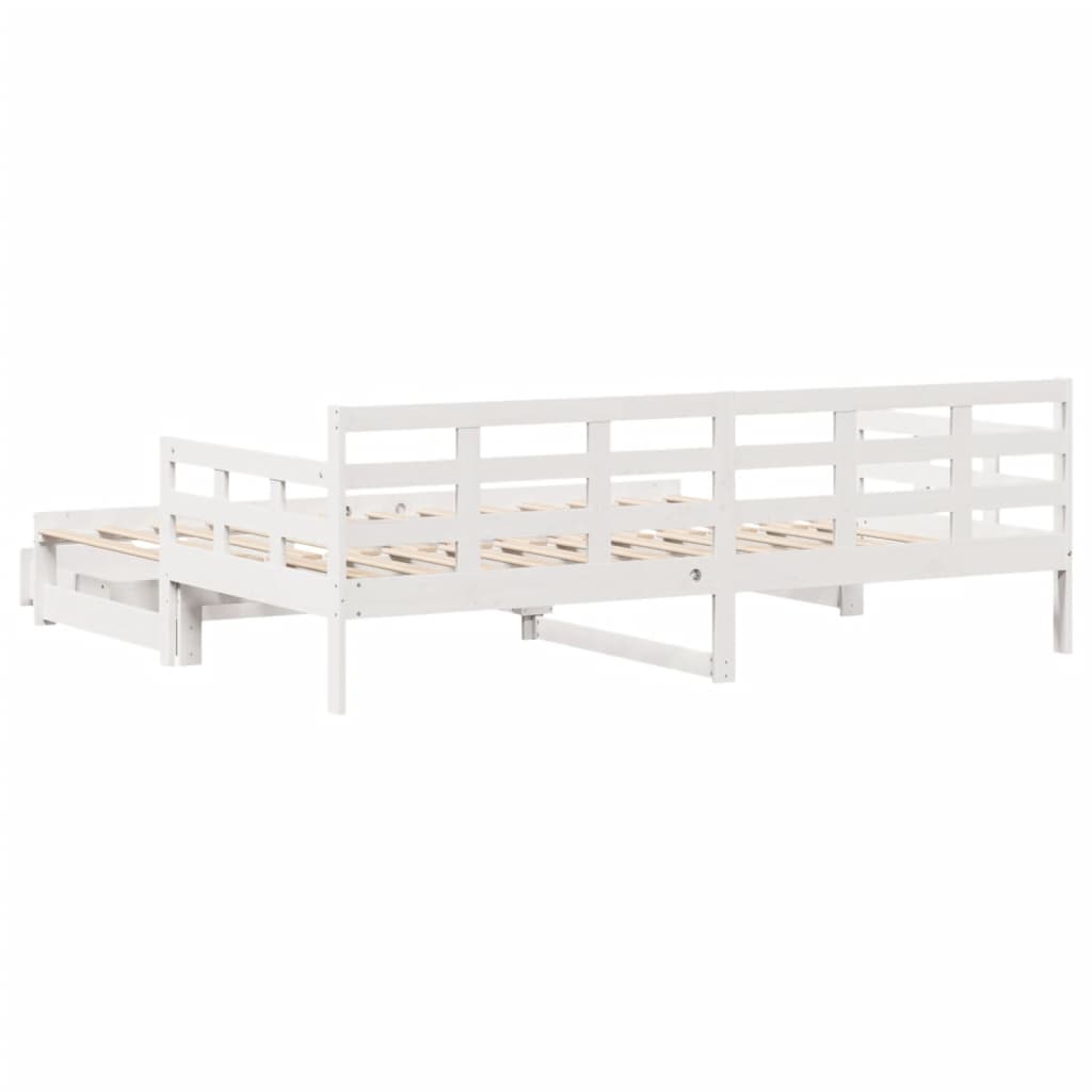 Sofá-cama c/ gavetão e gavetas branco 90x190cm madeira de pinho