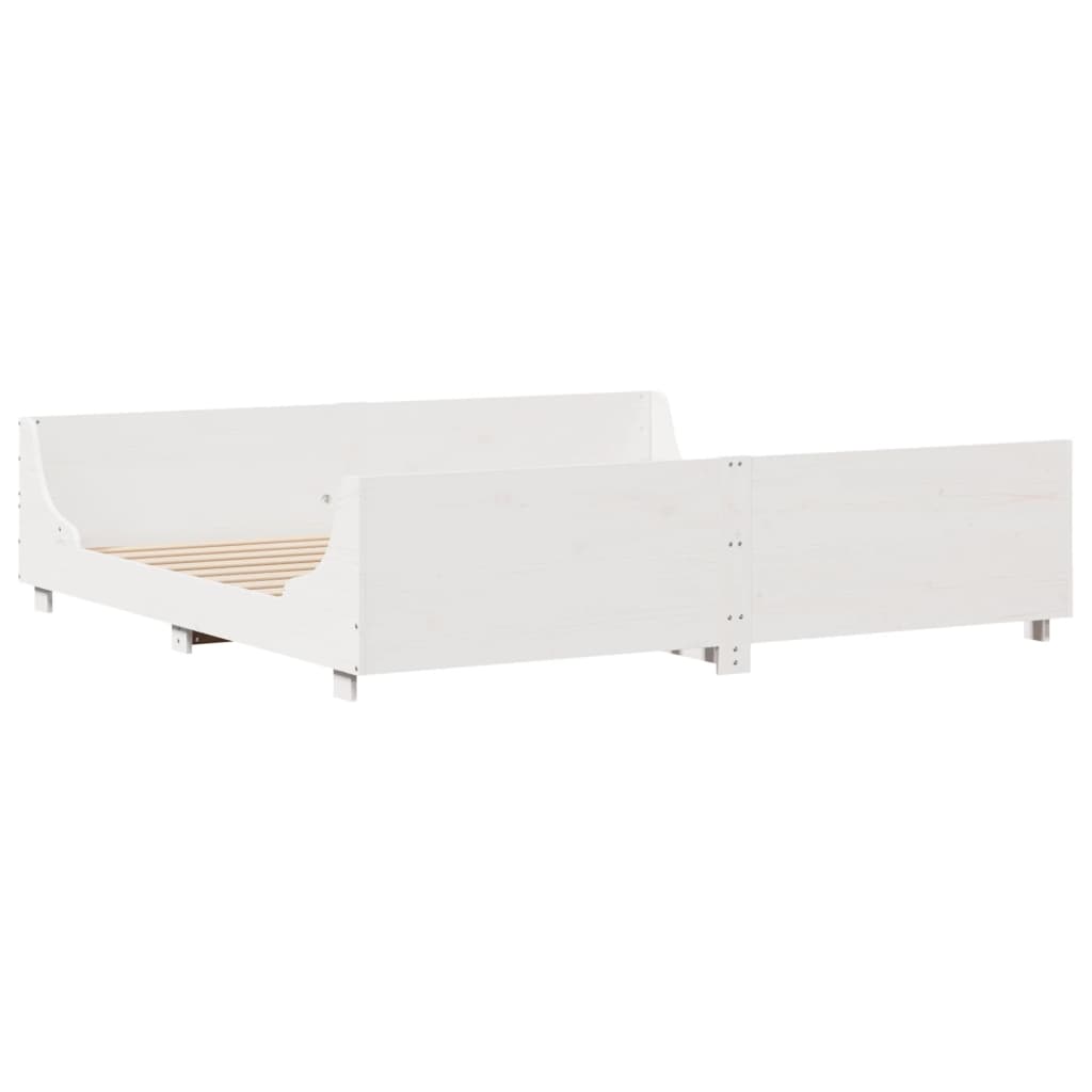 Estrutura de cama com cabeceira 200x200 cm pinho maciço branco