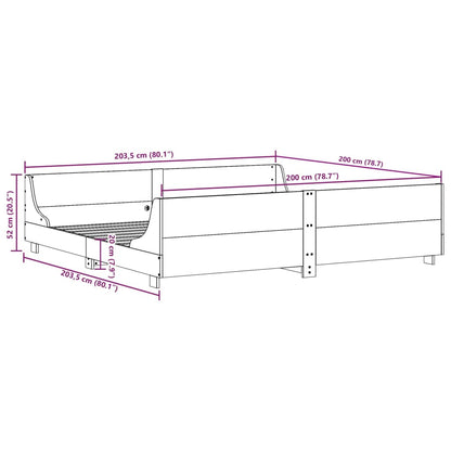 Estrutura de cama com cabeceira 200x200 cm pinho maciço branco