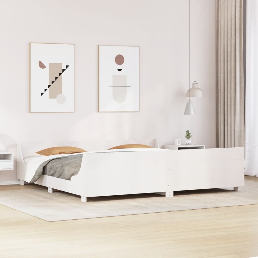 Estrutura de cama com cabeceira 180x200cm pinho maciço branco