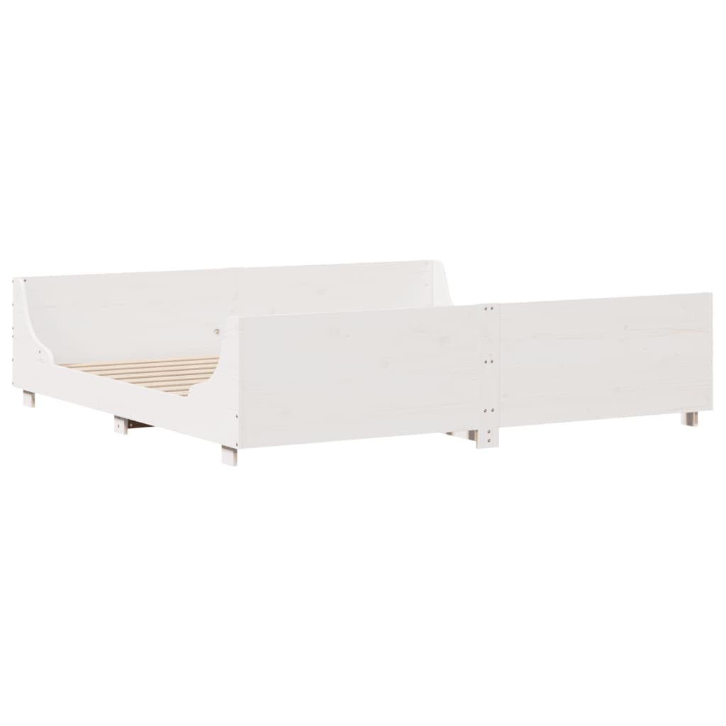 Estrutura de cama com cabeceira 180x200cm pinho maciço branco