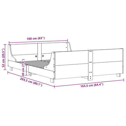 Estrutura de cama com cabeceira 160x200 cm pinho maciço