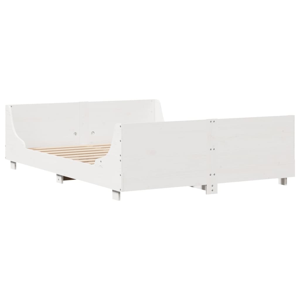 Estrutura de cama com cabeceira 160x200 cm pinho maciço branco