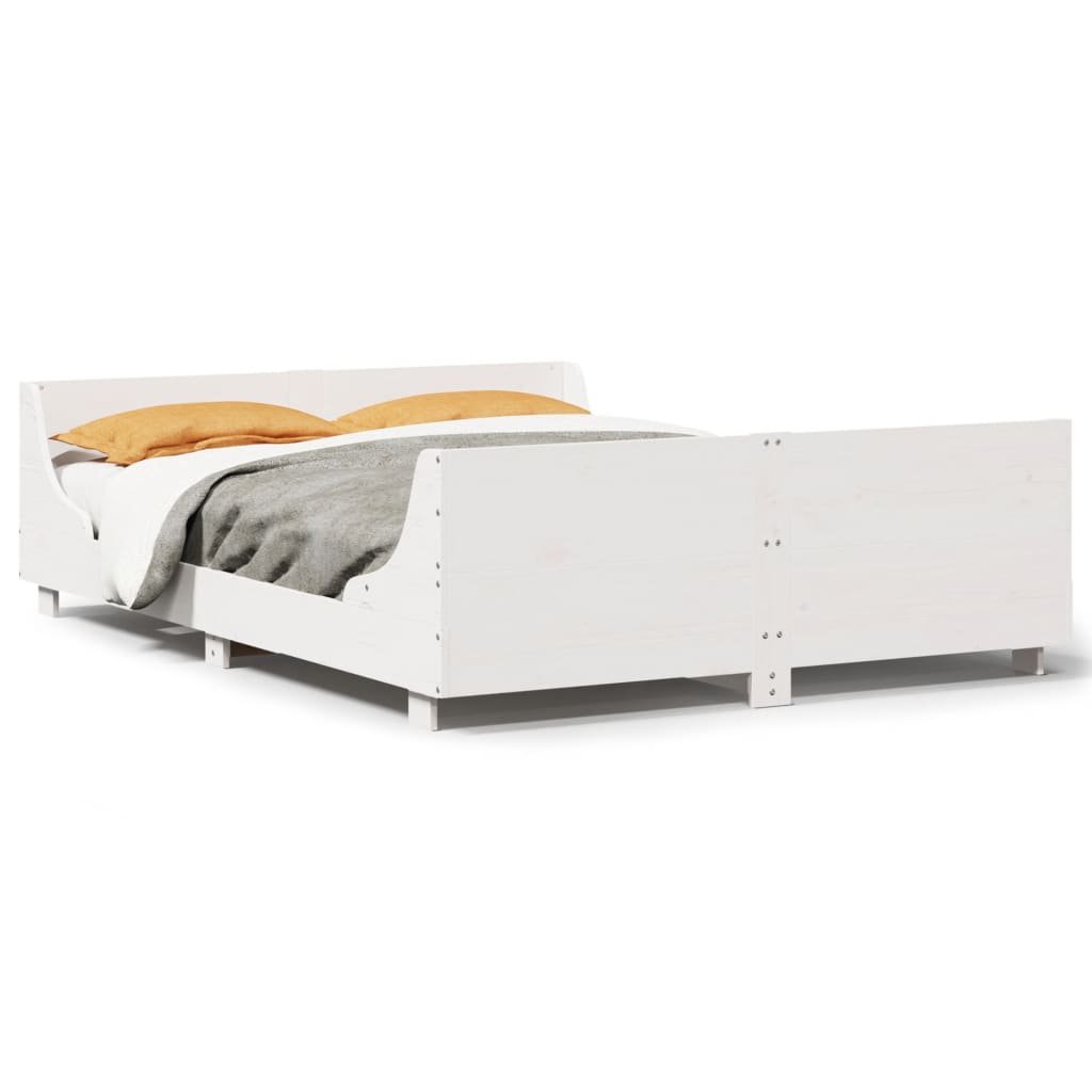 Estrutura de cama com cabeceira 160x200 cm pinho maciço branco