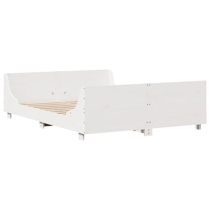 Estrutura de cama c/ cabeceira 150x200 cm pinho maciço branco