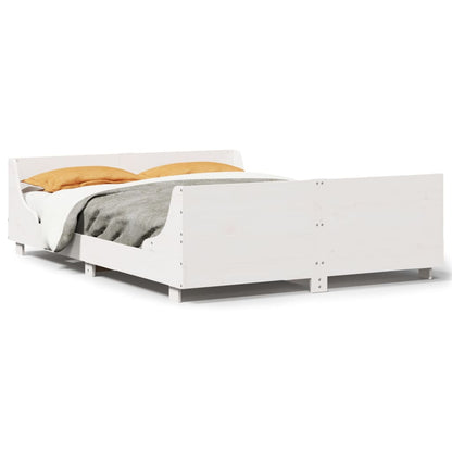 Estrutura de cama c/ cabeceira 150x200 cm pinho maciço branco