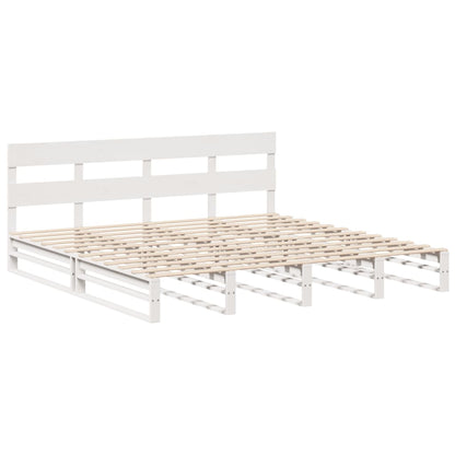 Cama sem colchão 200x200 cm madeira de pinho maciça branco