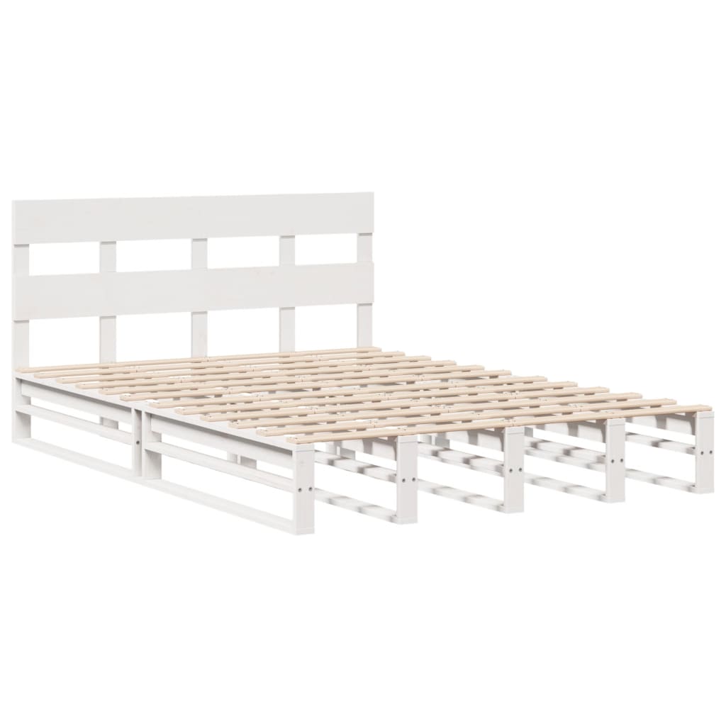 Cama sem colchão 140x190 cm madeira de pinho maciça branco