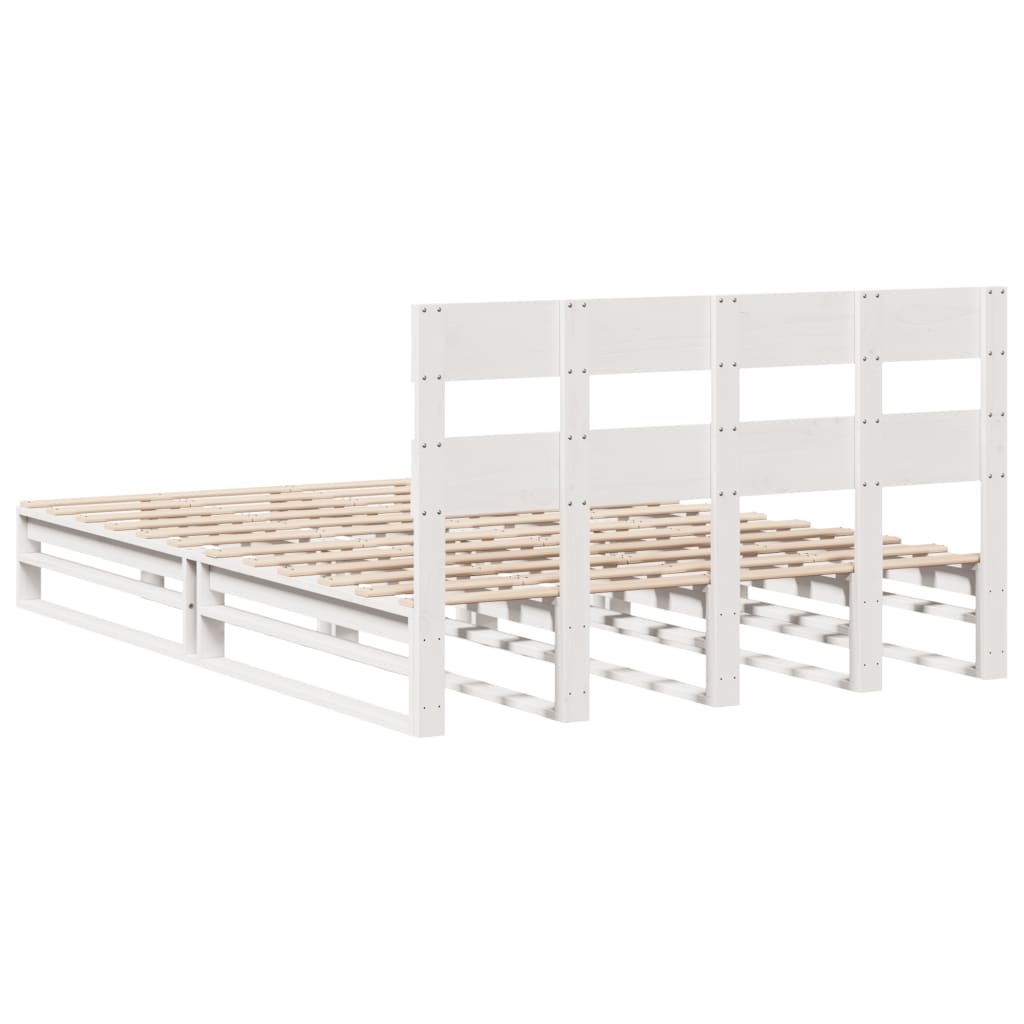 Cama sem colchão 140x190 cm madeira de pinho maciça branco