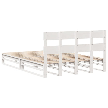 Cama sem colchão 140x190 cm madeira de pinho maciça branco