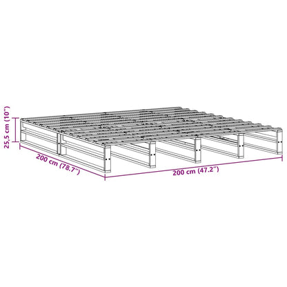 Cama sem colchão 200x200 cm madeira de pinho maciça branco