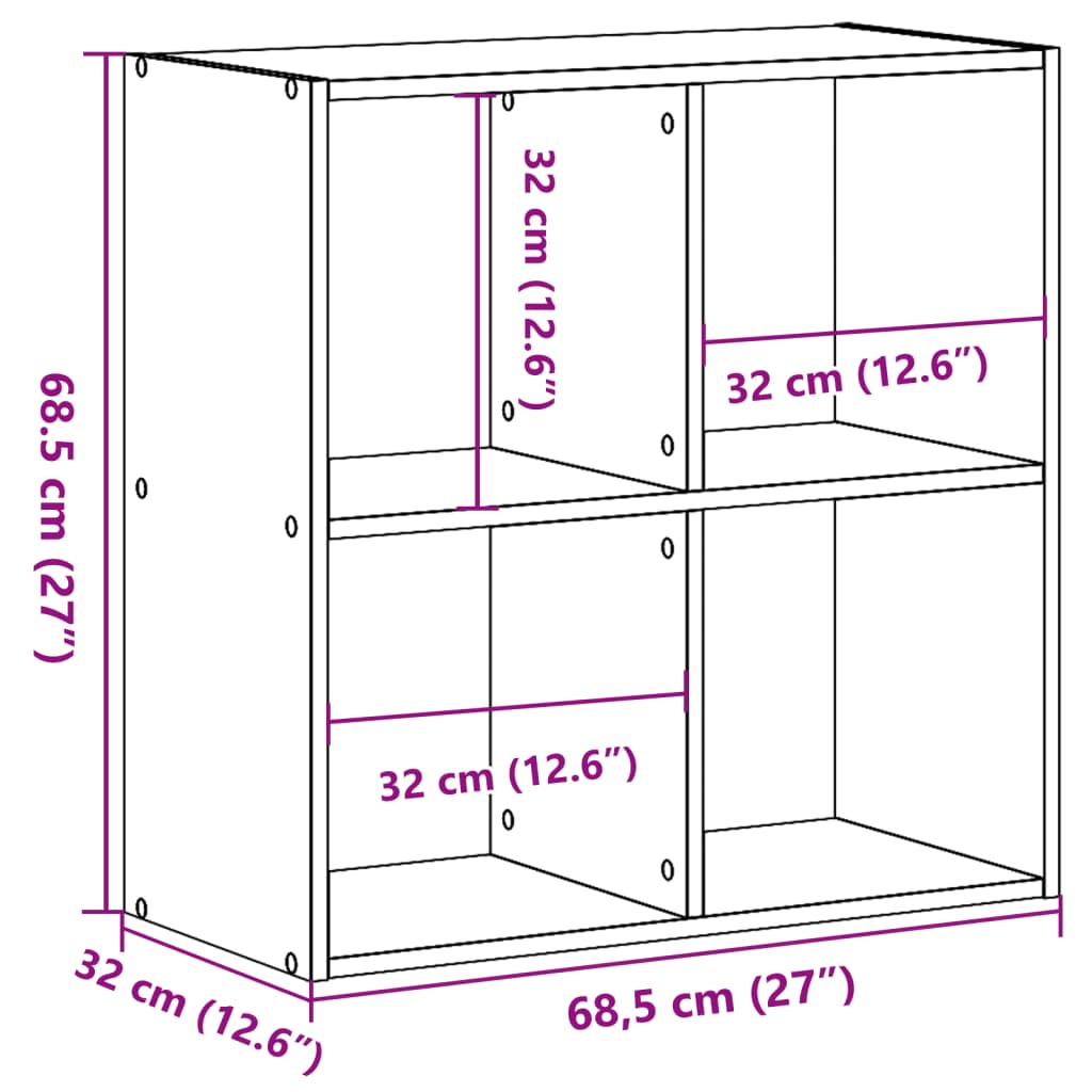 Estante 68,5x32x68,5 cm derivados de madeira cinzento cimento