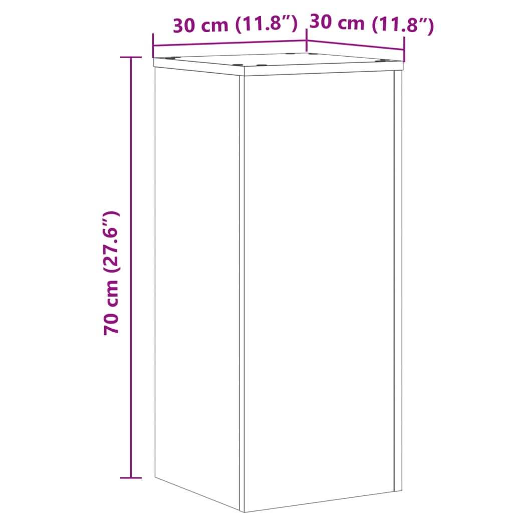 Suportes p/ plantas 2 pcs 30x30x70 cm derivados madeira preto