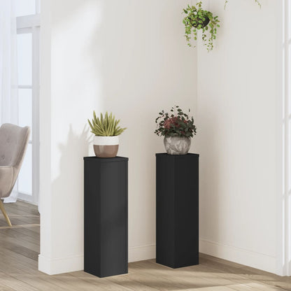 Suportes p/ plantas 2 pcs 17x17x60 cm derivados madeira preto