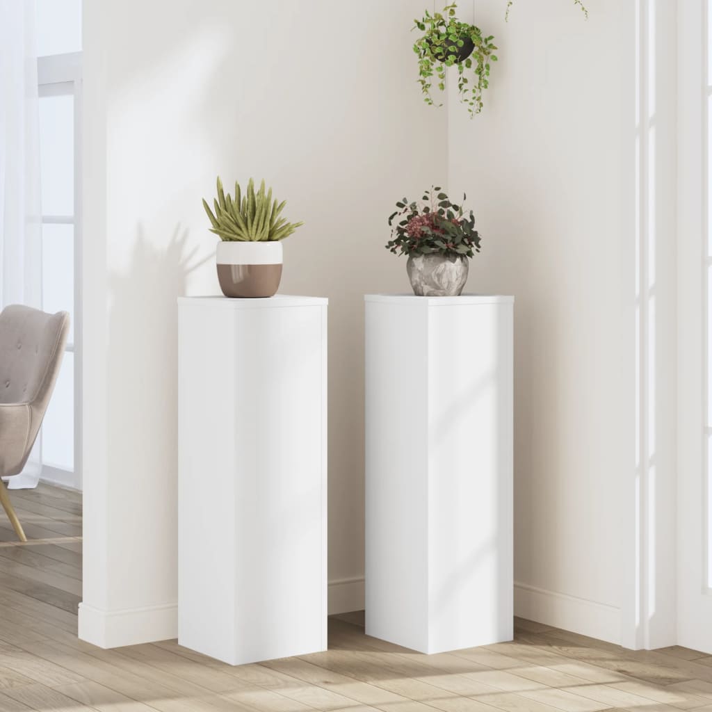 Suportes p/ plantas 2 pcs 25x25x80 cm derivados madeira branco