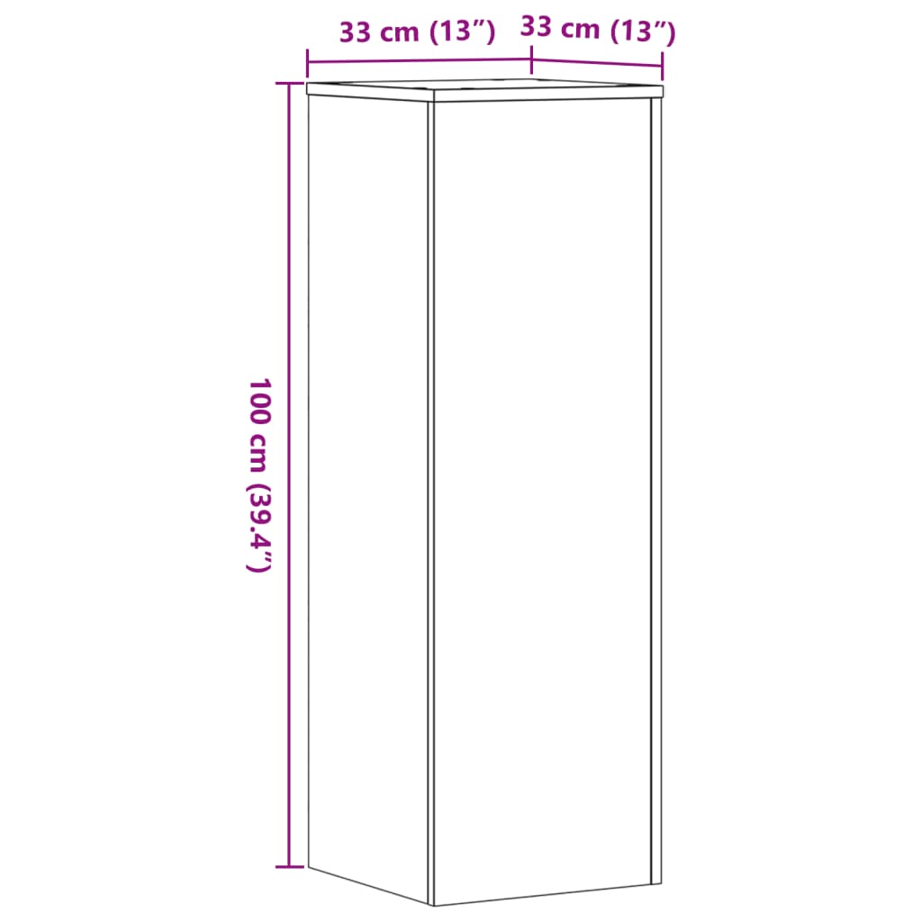 Suporte p/ plantas 33x33x100 cm derivados madeira cinza sonoma