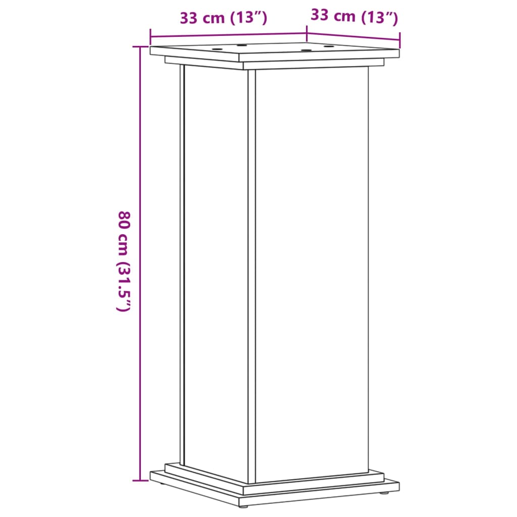 Suporte para plantas 33x33x80 cm derivados de madeira branco