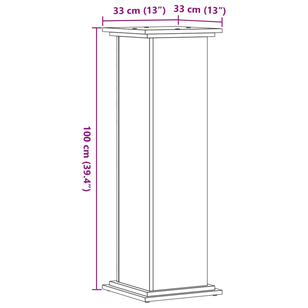 Suporte p/ plantas 33x33x100 cm derivados madeira cinza cimento