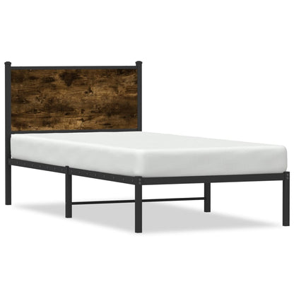 Estrutura de cama com cabeceira 80x200 cm metal carvalho fumado