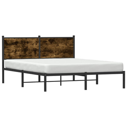 Estrutura de cama com cabeceira 140x190cm metal carvalho fumado