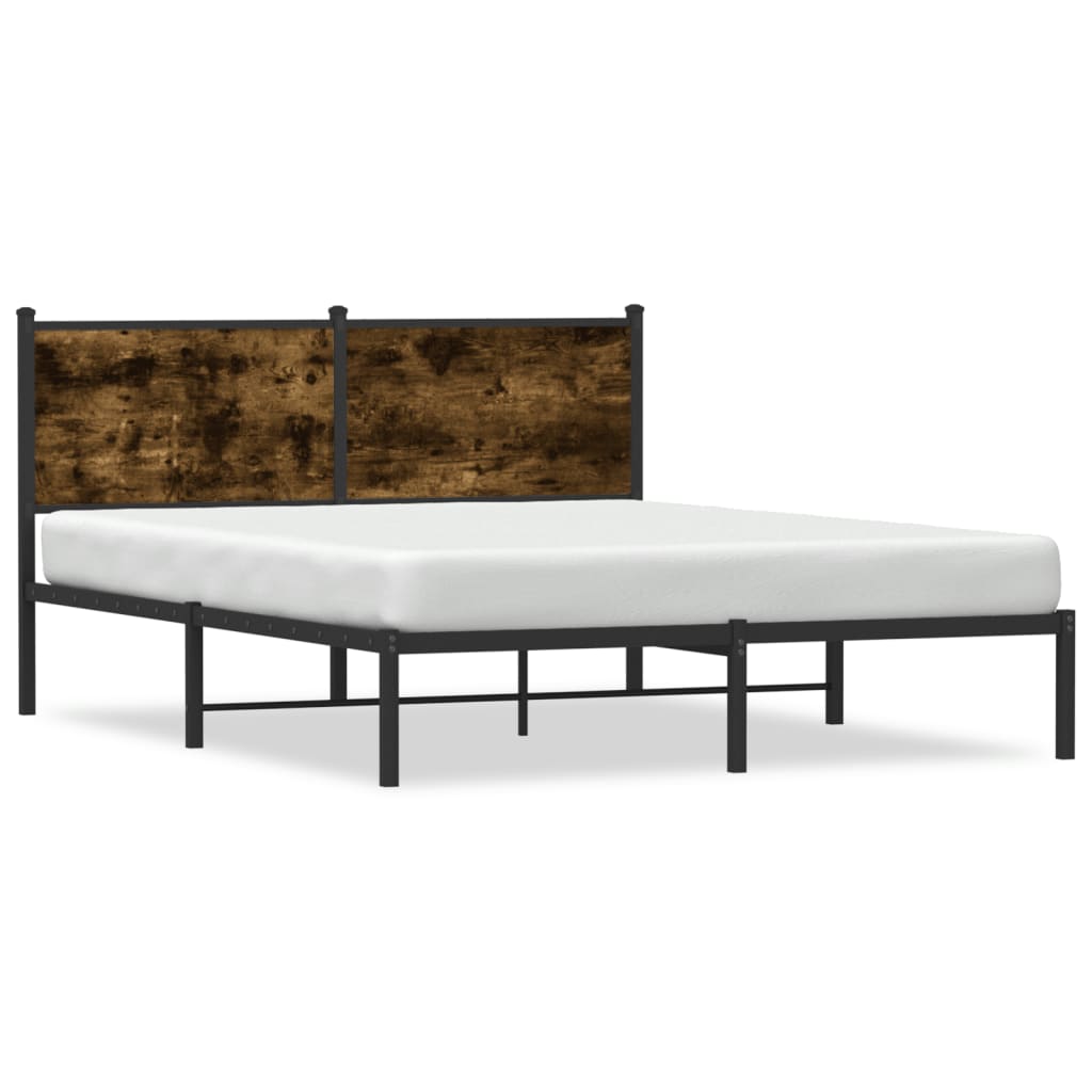 Estrutura de cama com cabeceira 140x190cm metal carvalho fumado